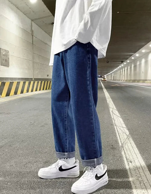 Load image into Gallery viewer, Autumn Korean Fashion Drawstring Y2K Jeans Homme Classic Baggy Straight Wide Leg Pants 2025 New Hip Hop Streetwear Casual Jean
