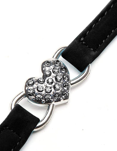 Load image into Gallery viewer, Heart Bling Cat Collar with Safety Belt and Bell 8-11 Inches
